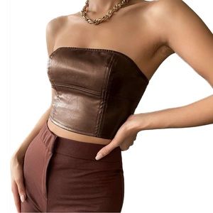 Brown Leather Corset Top